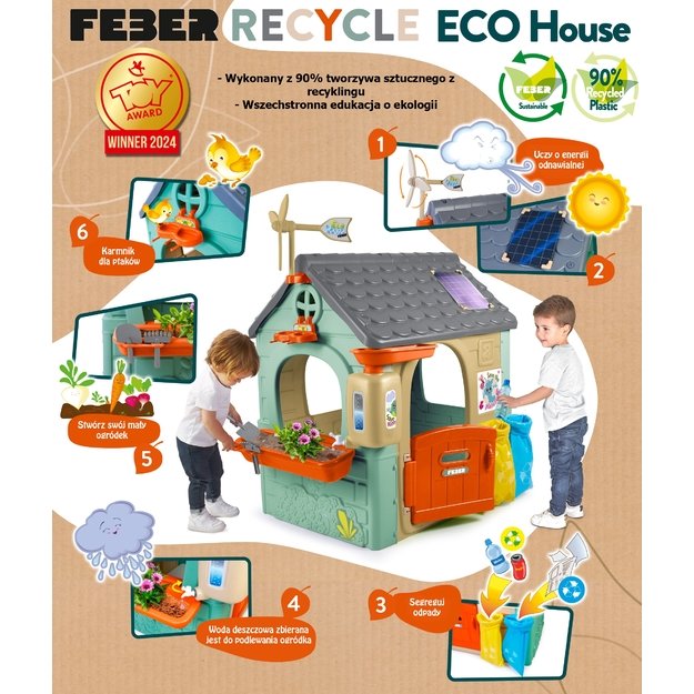 FEBER Sodo namelis vaikams „Recycle Eco“ su atliekų rūšiavimu ir žaliosios energijos elementais 14