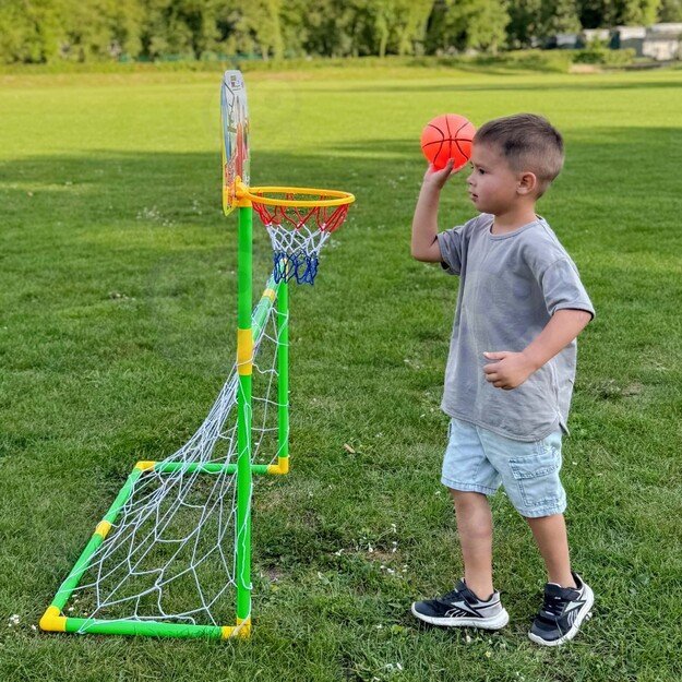 WOOPIE 2 viename rinkinys – krepšinio lankas ir futbolo vartai + kamuoliai 1
