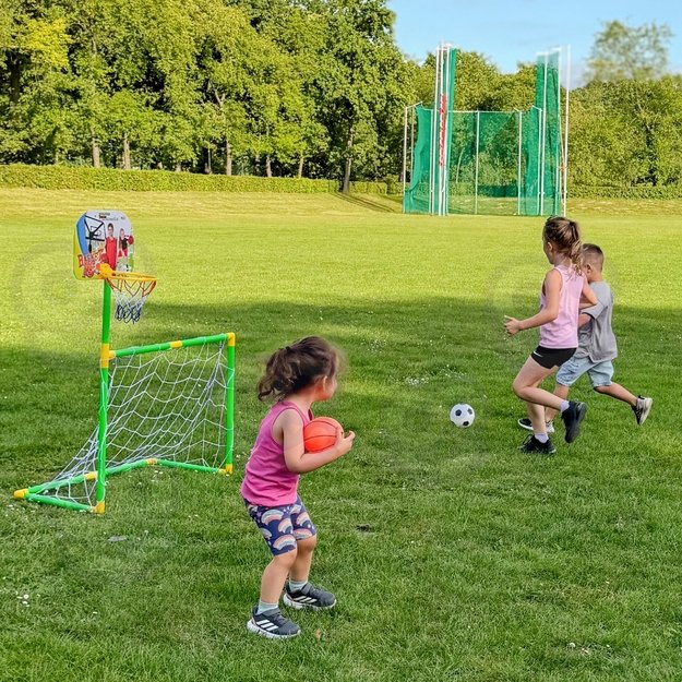 WOOPIE 2 viename rinkinys – krepšinio lankas ir futbolo vartai + kamuoliai 3