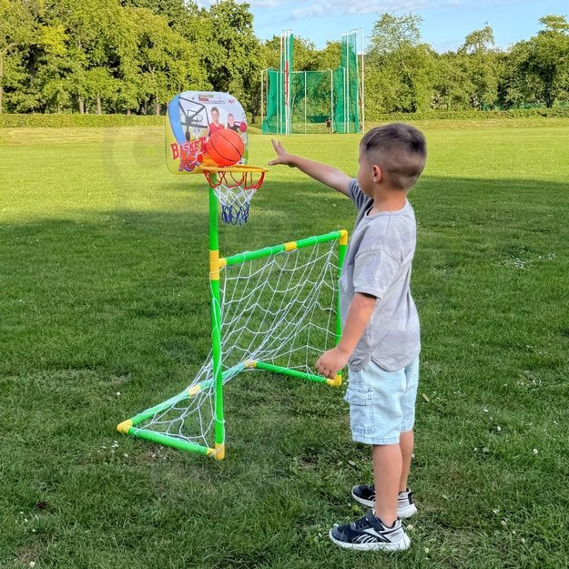 WOOPIE 2 viename rinkinys – krepšinio lankas ir futbolo vartai + kamuoliai 5