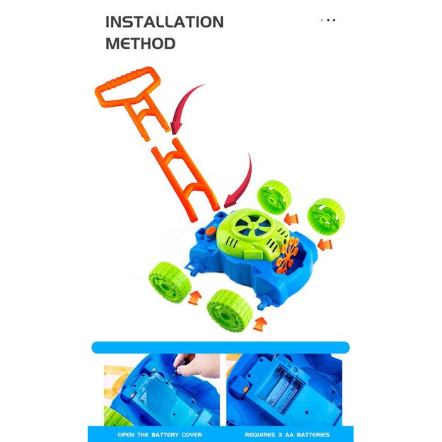 Vaikiška muilo burbulų žoliapjovė su garsais 9