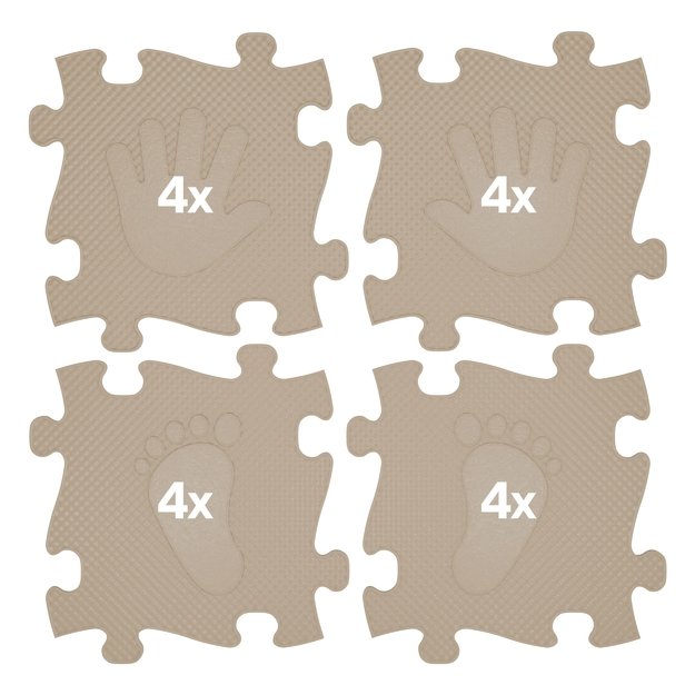 WOOPIE sensorinis ortopedinis kilimėlis „Rankos ir kojos“ (16 dalių rinkinys, smėlio spalvos) 1