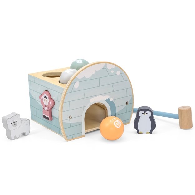 VIGA PolarB medinis kalimo žaidimas „Igloo“ su plaktuku, figūrėlėmis ir rūšiuokliu 1