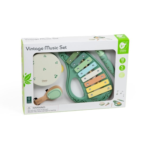 CLASSIC WORLD Medinių Vintage Muzikos Instrumentų Rinkinys