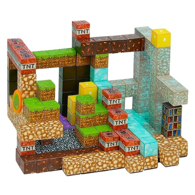 WOOPIE magnetiniai konstrukciniai 3D kubeliai, edukacinis rinkinys, 63 dalys 1