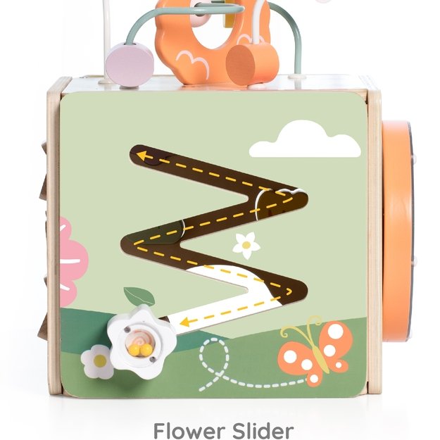 Medinė Edukacinė Sensorinė Kubo Formos Dėžė 5in1 3