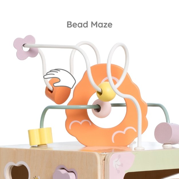 Medinė Edukacinė Sensorinė Kubo Formos Dėžė 5in1 7