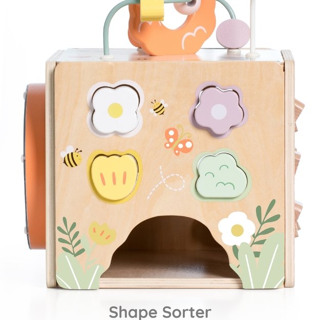 Medinė Edukacinė Sensorinė Kubo Formos Dėžė 5in1 8