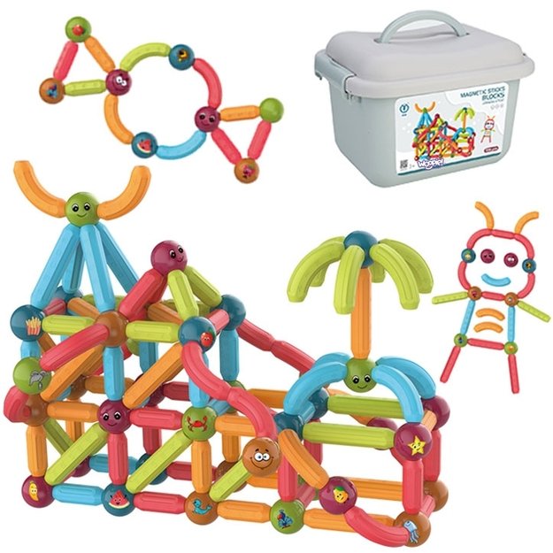 Magnetinis edukacinis konstruktorius vaikams – 128 elementai
