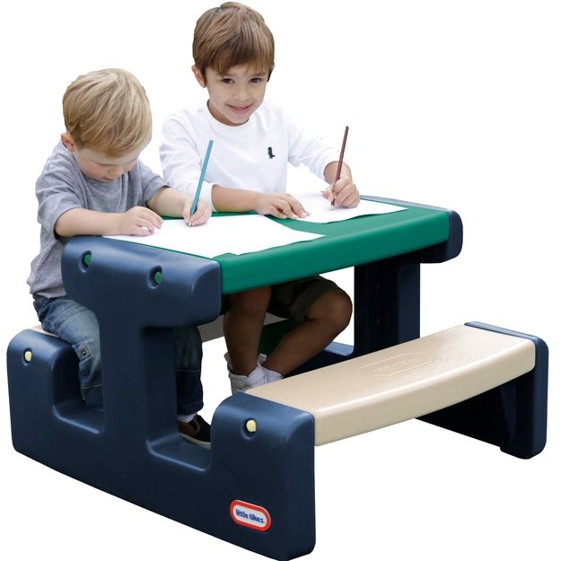 Little Tikes mėlynas–žalias pikniko stalas vaikams – naudoti lauke