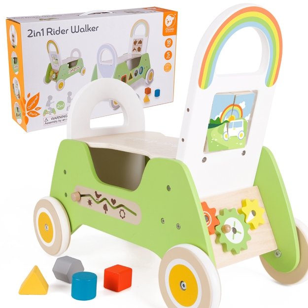 Medinis Montessori stumdukas ir paspirtukas 2in1 „Rider“