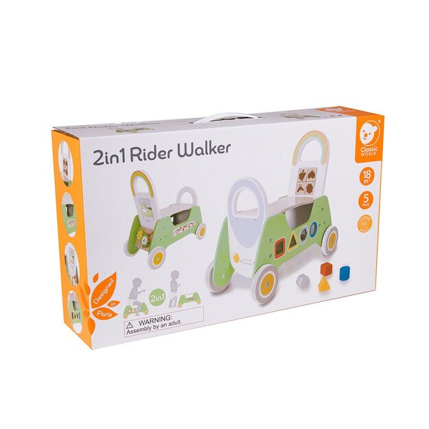 Medinis Montessori stumdukas ir paspirtukas 2in1 „Rider“ 5