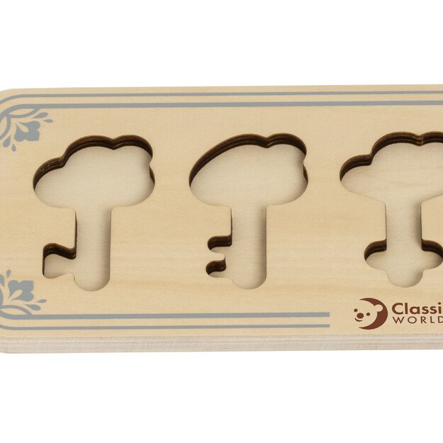 CLASSIC WORLD Medinė Montessori jutiminė dėlionė – Spynelės ir Raktai 4