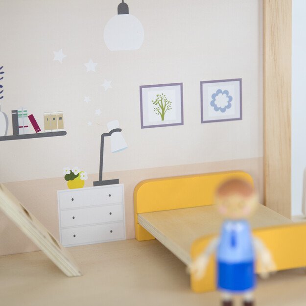 VIGA Medinis Lėlių Namas su Lėlytėmis ir Priedais 9