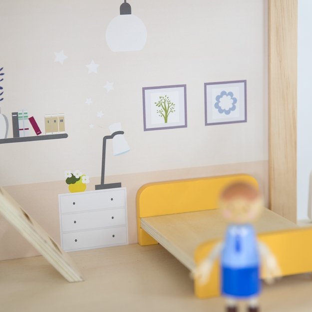 VIGA Medinis Lėlių Namas su Lėlytėmis ir Priedais 9