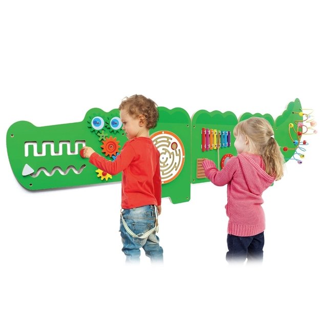 VIGA medinė sensorinė–manipuliacinė lenta „Krokodilas“ FSC sertifikuota, Montessori 6