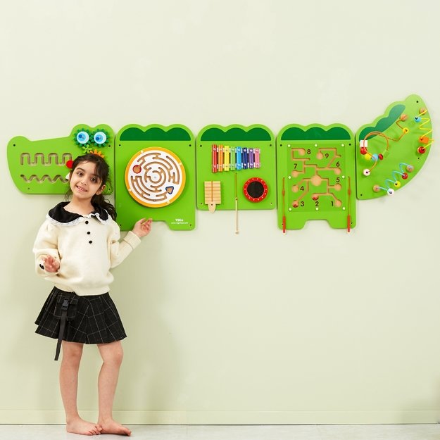 VIGA medinė sensorinė–manipuliacinė lenta „Krokodilas“ FSC sertifikuota, Montessori 1