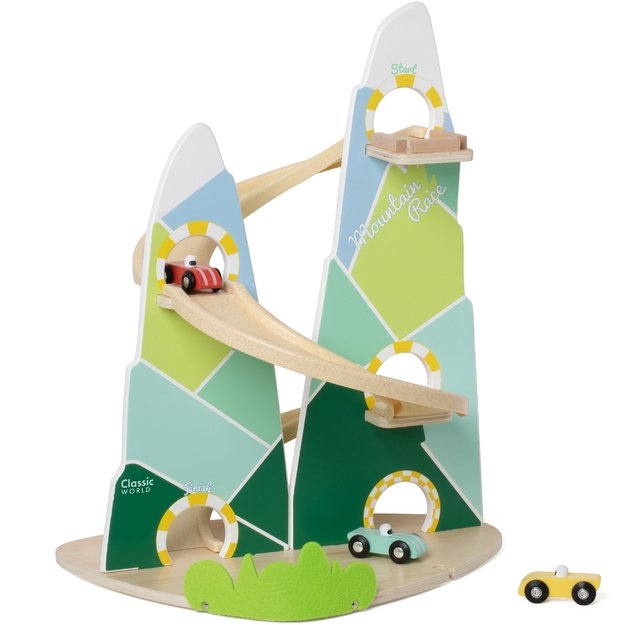 Medinė kalnų lenktynių trasa su 3 automobiliais 8