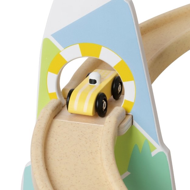 Medinė kalnų lenktynių trasa su 3 automobiliais 9