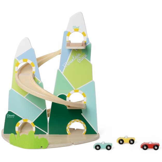 Medinė kalnų lenktynių trasa su 3 automobiliais 12