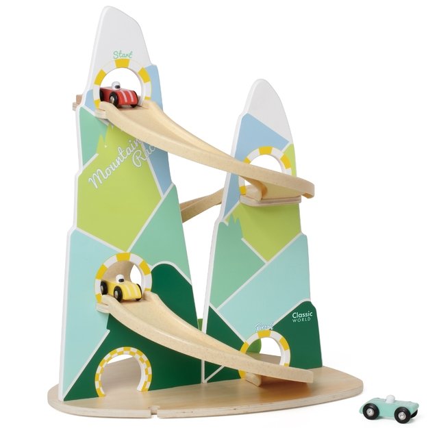 Medinė kalnų lenktynių trasa su 3 automobiliais 11