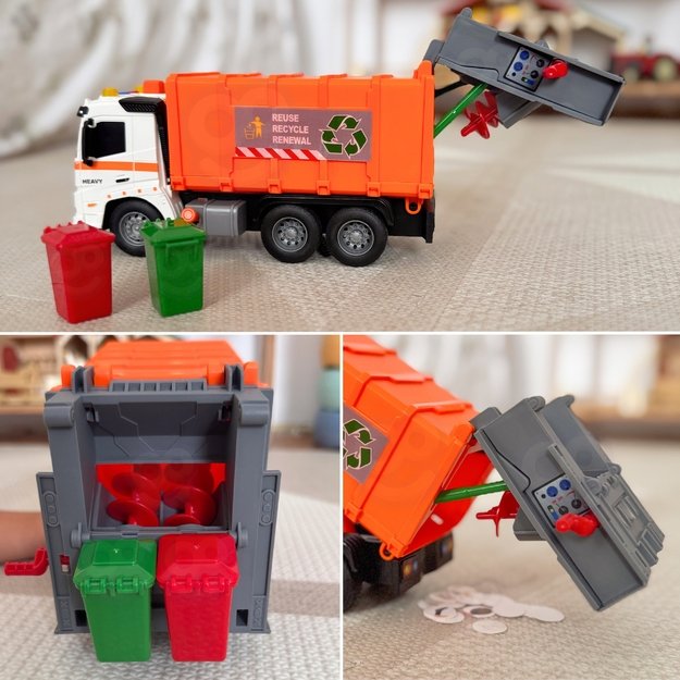 WOOPIE Interaktyvus šiukšliavežis (modelis) 1:16 su garso ir šviesos efektais 9