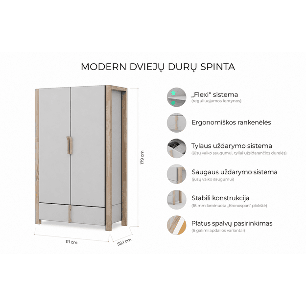 Modern dviejų durų spinta vaikams